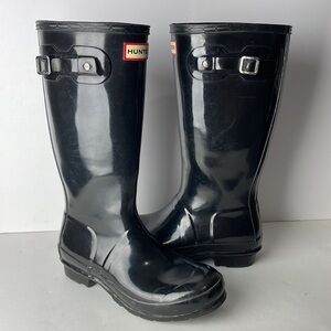 Hunter Original Tall Black Gloss Pull On Rain Boots